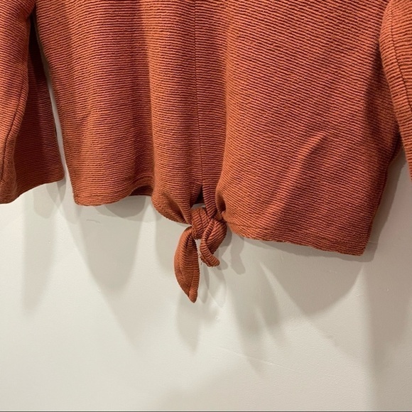 Madewell Texture & Thread Long Sleeve Tie-Front Top Copper Size Small - Picture 5 of 8